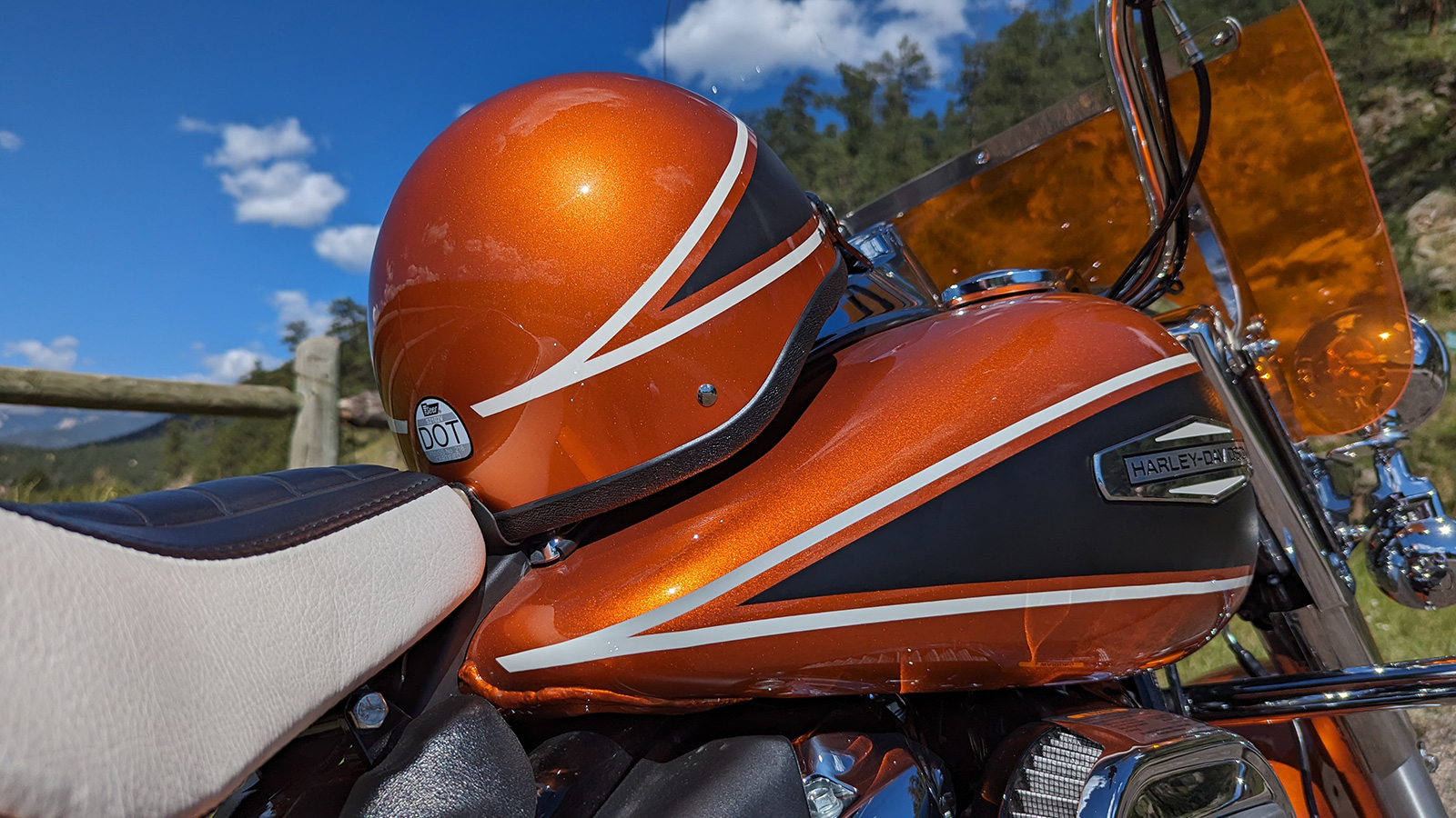 HIFi Orange Harley-Davidson Highway King color matched motorcycle helmet