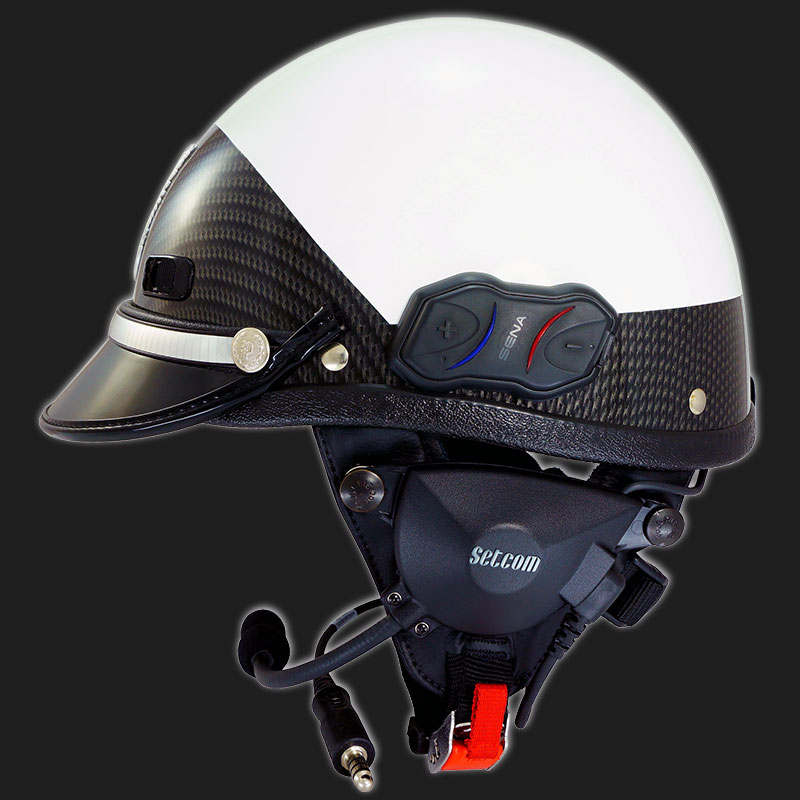 Super Seer S2108 Carbon Fiber Police Motorcycle Helmet with Bluetooth Communications