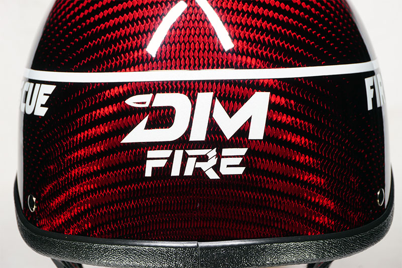 Close-up of the DIM FIRE ballistic carbon-fiber shell