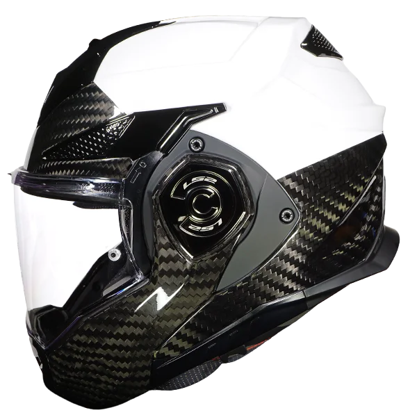 White / Black Carbon LS2 Advant X Carbon police motorcycle helmet