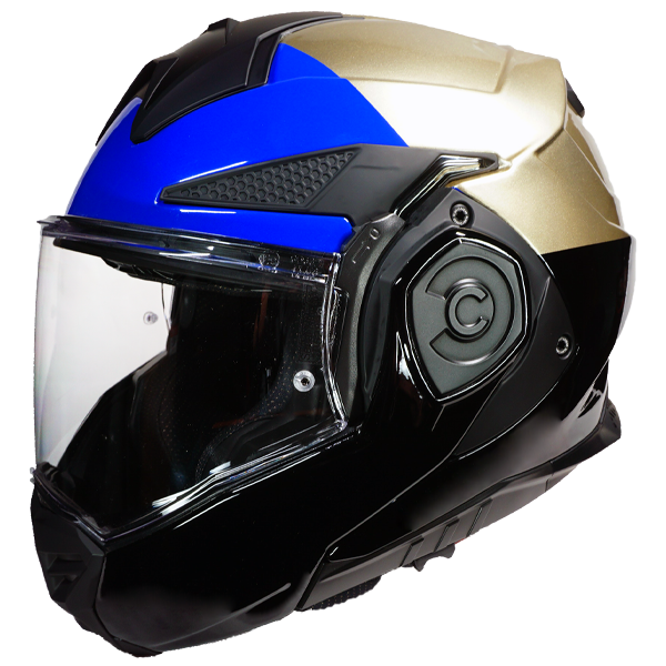 Custom Color LS2 Advant X Carbon helmet Gold Blue and Black