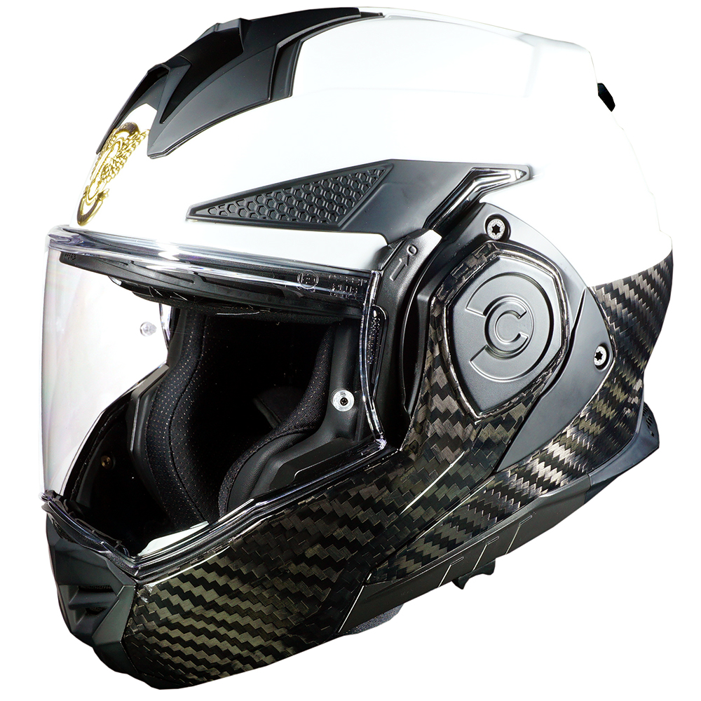 LS2 Advant X White and Carbon Fiber Low Trim