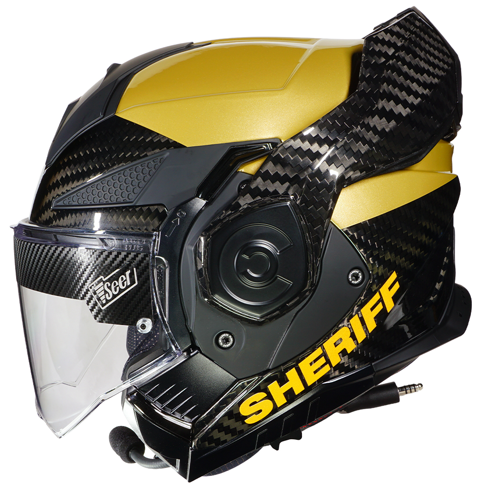 LS2 Advant X Carbon Sheriff Helmet - Sheriff Gold and Carbon Fiber with Sheriff Graphics