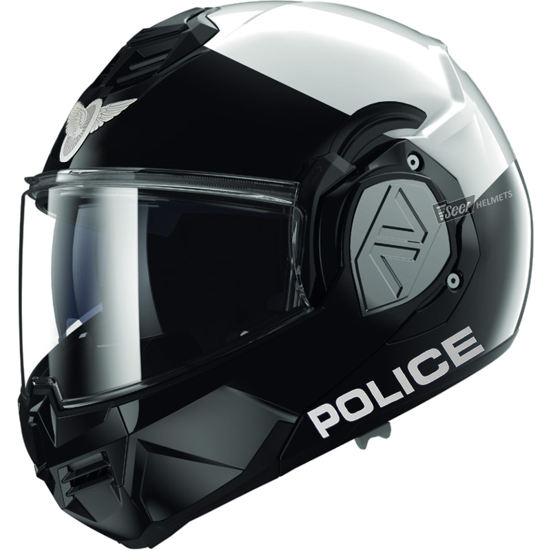 LS2 Advant Police Motorcycle Helmet - White with Black High Trim Paint Colors