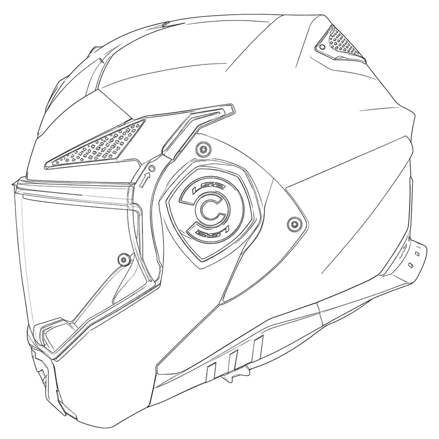 Junior helmet coloring sheet line drawing with simple outlined helmet