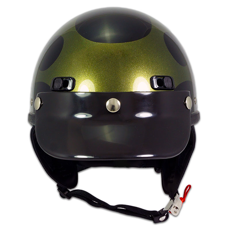 Seer Custom Carbon Fiber Harley-Davidson Motorcycle Helmet Tempest Black with Olive Gold Flames