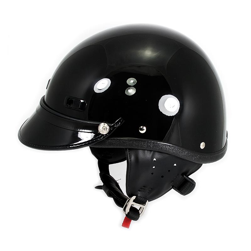 Seer Gloss Black Fiberglass Half Shell Low Profile Motorcycle Helmet