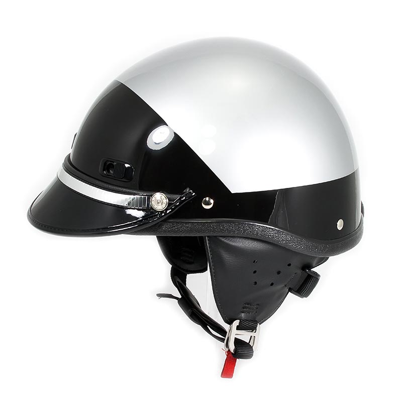 Seer Silver and Black Carbon Fiber Half Shell Low Profile Motorcycle Helmet