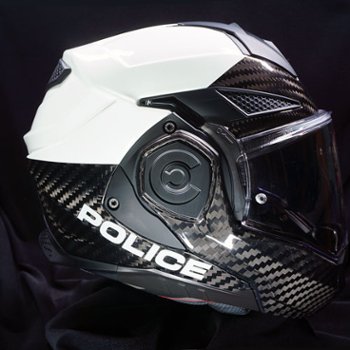 LS2 Police Motorcycle Helmet - Advant X Carbon with White Two Tone Colors