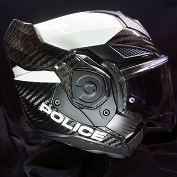 LS2 Police Motorcycle Helmet - Advant X Carbon with 180 degree rotating chinbar