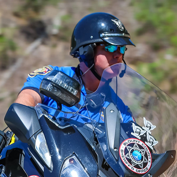 Blount County Police Motorcycle Officer on BMW Motorcycle with Black Helmet