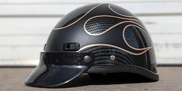 Super Seer Carbon Fiber Flame Trim Custom Motorcycle Half Shell Helmet