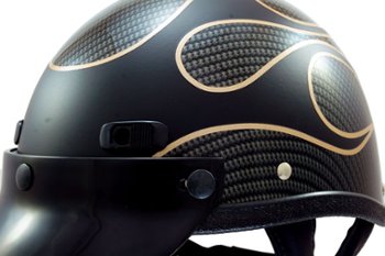 Super Seer Half Shell Motorcycle Helmet - Carbon Fiber with Harley-Davidson Denim Vivid Black and Bronze Prodigy Paint