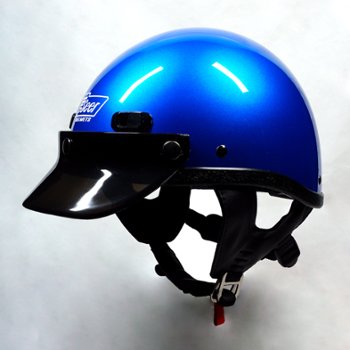 Seer bright blue metallic motorcycle helmet