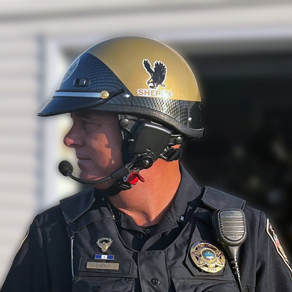 Seer Gold and Carbon Fiber Police Motorcycle Helmet