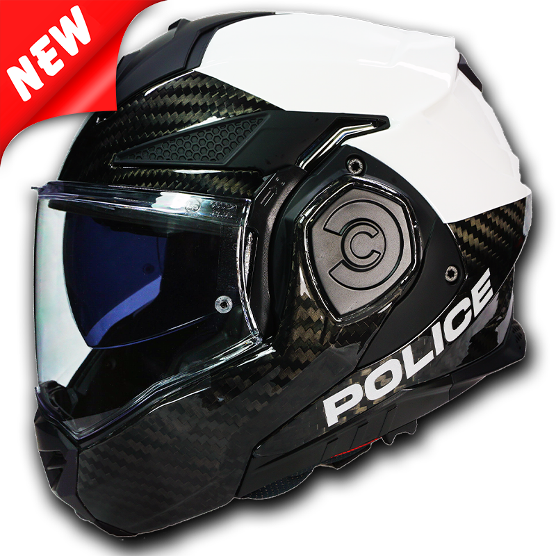 LS2 Advant X Carbon Police Helmet - White with Carbon Fiber