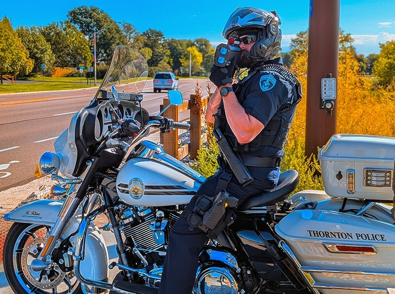 LS2 police helmet on Harley-Davidson police motorcycle