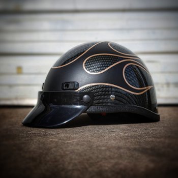 Super Seer Carbon Fiber Half Shell Motorcycle Helmet with Harley-Davidson Bronze Prodigy and Vivid Black Paint Colors