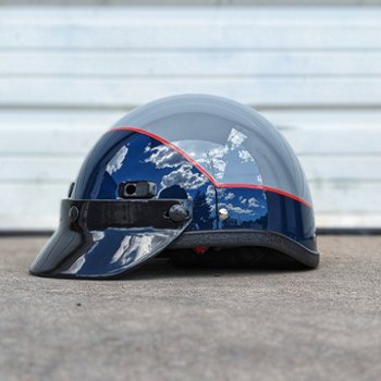 Seer half shell motorcycle helmet painted Bright Billiard Blue and Billiard Gray colors