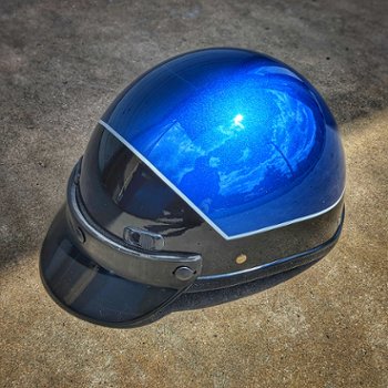 Reef Blue and Vivid Black Motorcycle Half Helmet Super Seer