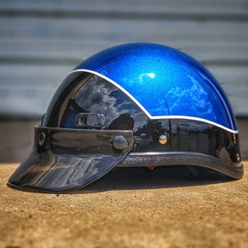 Reef Blue and Vivid Black Motorcycle Half Helmet Super Seer