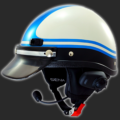 Super Seer Revival Half Shell Motorcycle Helmet with Sena Bluetooth Headset