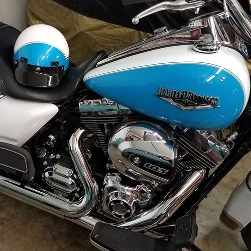 Harley-Davidson Crushed Ice and Frosted Teal Custom Painted Motorcycle Helmet