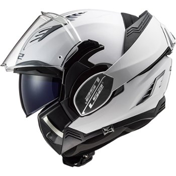 LS2 Valiant II Solid Gloss White Police Motorcycle Modular Helmet
