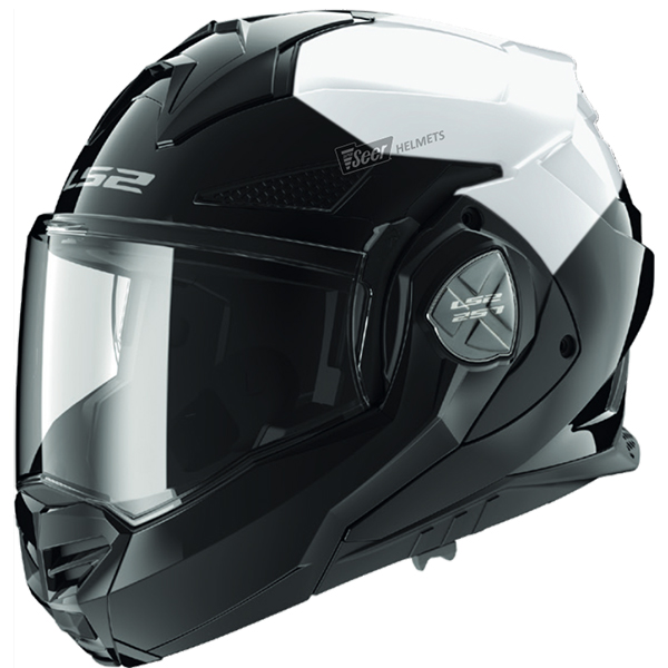 LS2 Advant X black and white police modular helmet from Super Seer