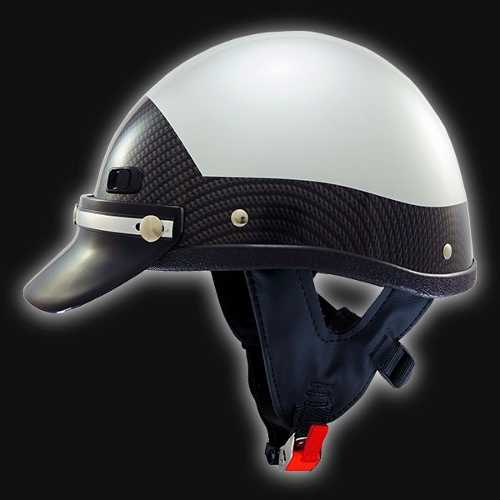 Super Seer Carbon Fiber Half Shell Motorcycle Helmet - Metallic Silver with Carbon Fiber