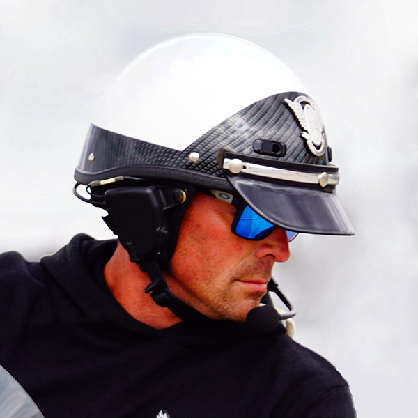 Seer White and Carbon Fiber Motorcycle Helmet