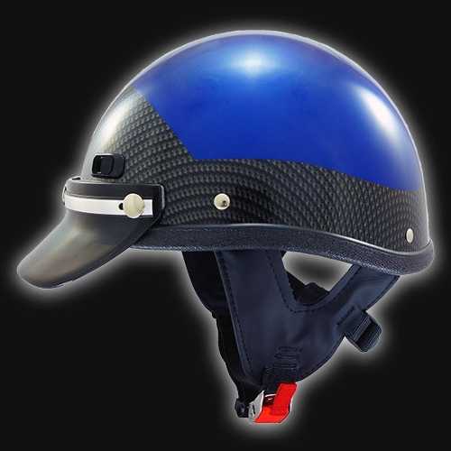 Super Seer Carbon Fiber Half Shell Motorcycle Helmet - Harley-Davidson Superior Blue with Carbon Fiber