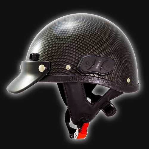 Super Seer Carbon Fiber Half Shell Motorcycle Helmet with Sena Bluetooth Headset