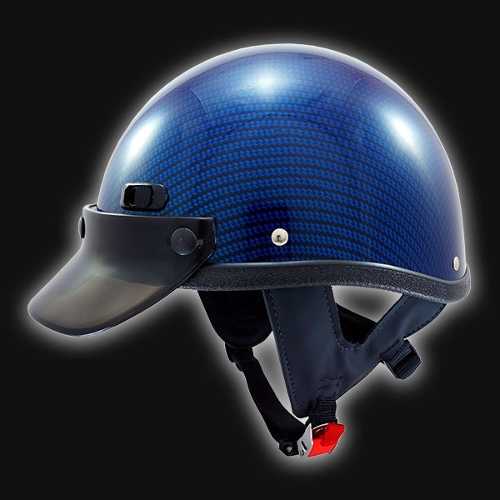 Super Seer Carbon Fiber Half Shell Motorcycle Helmet - Kobalt Blue Carbon Fiber