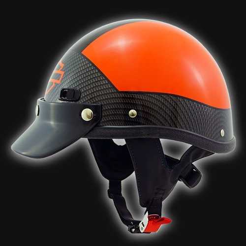 Super Seer Carbon Fiber Half Shell Motorcycle Helmet with Harley-Davidson Laguna Orange