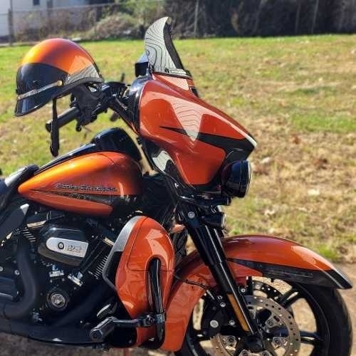 Seer Half Shell Motorcycle Helmet - Harley-Davidson Scorched Orange and Silver Flux Colors