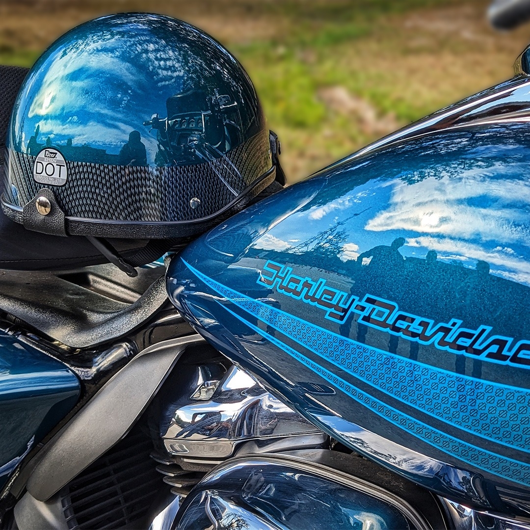 Tahitian Teal Motorcycle Helmet