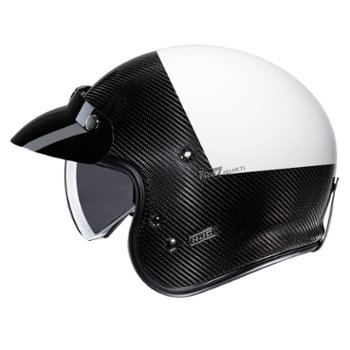 HJC V31 CARBON Police Motorcycle Helmet - Open Face Style - 3/4 Black and White