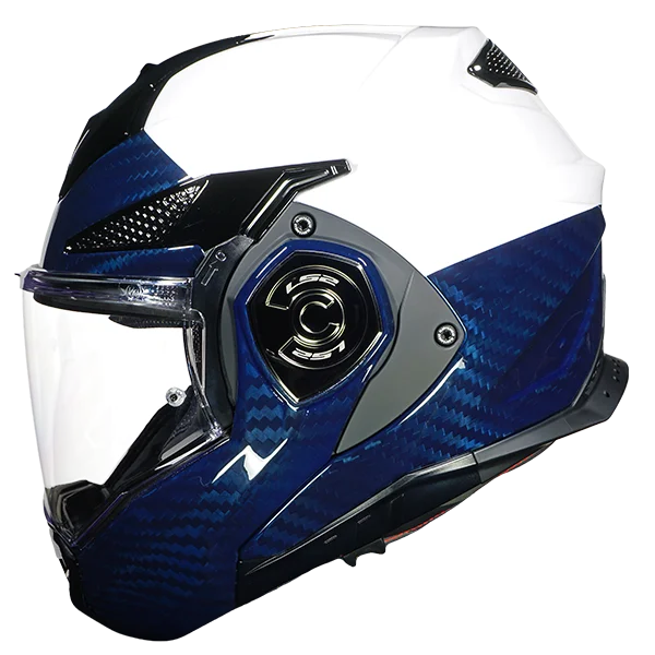 
LS2 Advant X Carbon Police Helmet – White / Blue Carbon